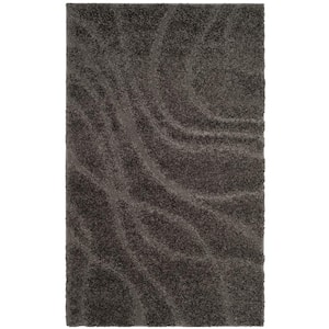 Florida Shag Gray 3 ft. x 5 ft. Solid Area Rug