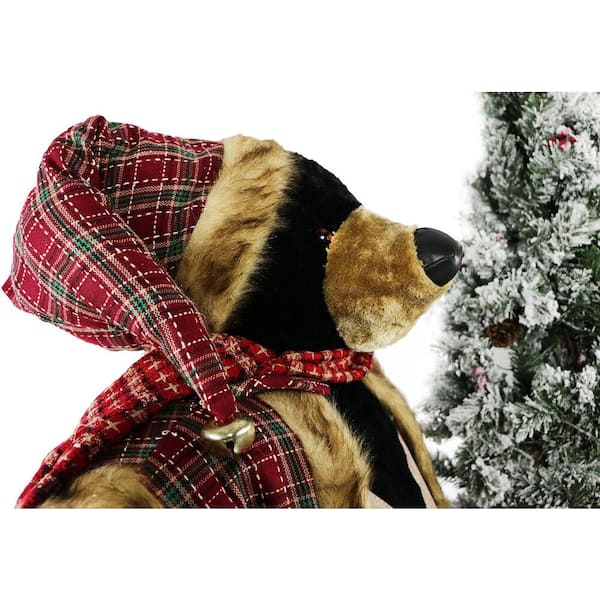 Fraser Hill Farm 60 in. Christmas Animated Black Bear with Flocked