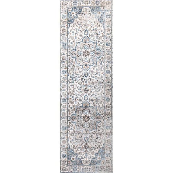 BASHIAN Ashland Ivory 3 ft. x 8 ft. (2 ft. 6 in. x 8 ft.) Floral Transitional Runner Rug