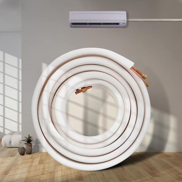 50 FT. Mini Split Line Set, 1/4 in. & 1/2 in. O. D Copper Pipes Tubing and Insulation, for Mini Split Air Conditioning