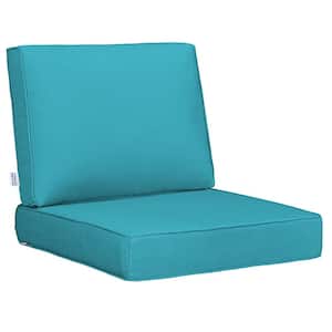 23 in. x 24 in. x 18 in. x 23 in. 2-Piece Deep Seat Rectangle Outdoor Lounge Chair Cushion/Back Pillow Set in Light Blue