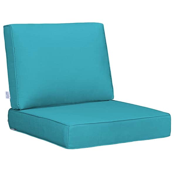 Uixe 23 in. x 24 in. x 18 in. x 23 in. 2-Piece Deep Seat Rectangle Outdoor Lounge Chair Cushion/Back Pillow Set in Light Blue