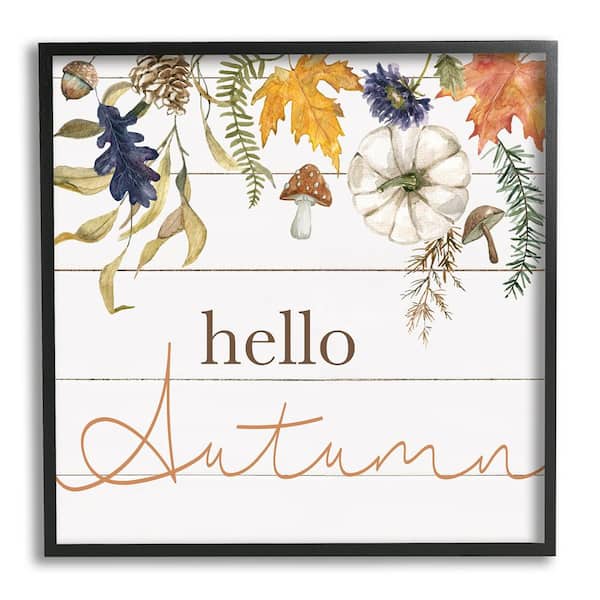 Stupell Industries Hello Autumn Botanicals by Livi Finn 1-Piece Framed Graphic Print Nature Poster Art Print 24 in. x 24 in.