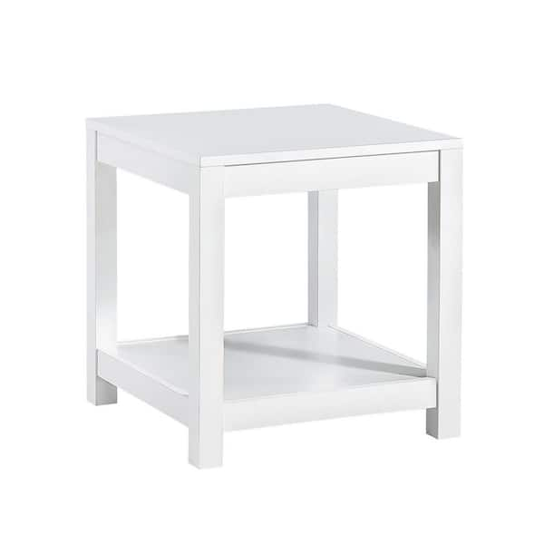 Black End Table Living Room Small Side Table with 2-Tier Storage