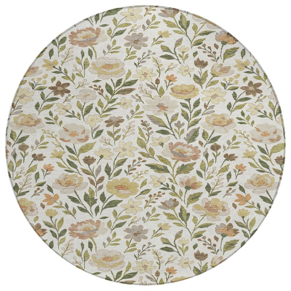 Chantille Machine Washable Indoor/Outdoor Abstract ACN2438 Ivory 8 ft. x 8 ft. Round Rug price history on PriceWatchPro