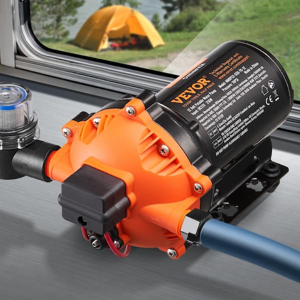 12V Diaphragm Pump 5 GPM 5-Chamber Automatic Pressure Switch Adjustable 70 PSI 1/2 in. MNPT Port for RV Yacht Food Truck