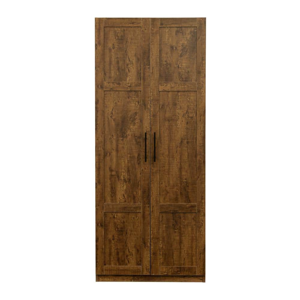 Walnut Armoire with Separate 4 Storage Spaces ( 29.53 in. W x 15.75 in. D x 70.87 in. H), Brown