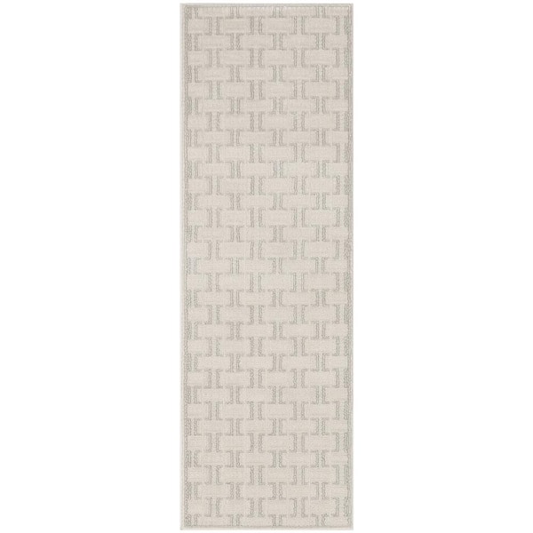 Nourison Nordic Ivory Grey 2 ft. x 6 ft. All-over design Contemporary Runner Area Rug