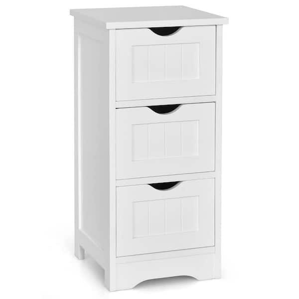 Bunpeony 12 in. W x 12 in. D x 25 in. H White Free Standing Linen Cabinet Bathroom Floor Cabinet with 3 Drawers in White