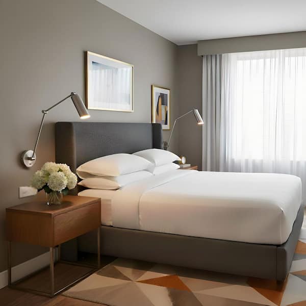 SCOTT LIVING Frasar Large 1-Light Brushed Nickel Two Arm Wall Sconce with Brushed Nickel Steel Shade