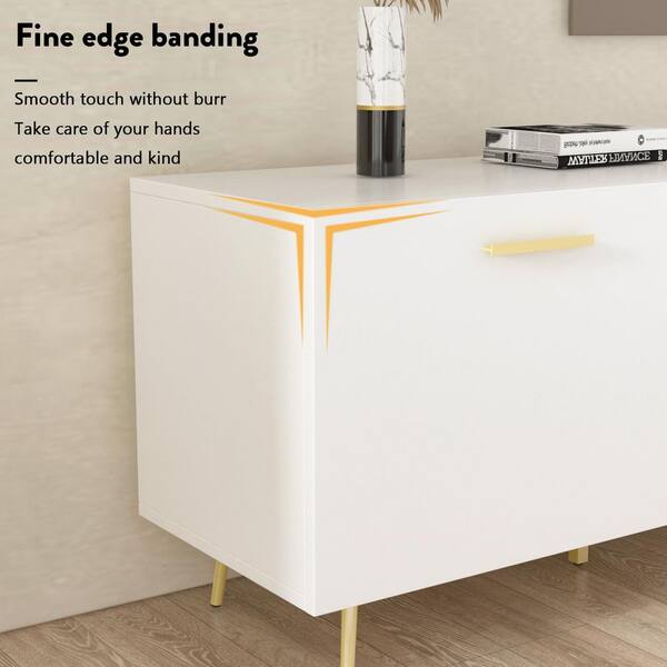 Reviews for FUFU&GAGA 69 in. W White Wood Entertainment Center TV