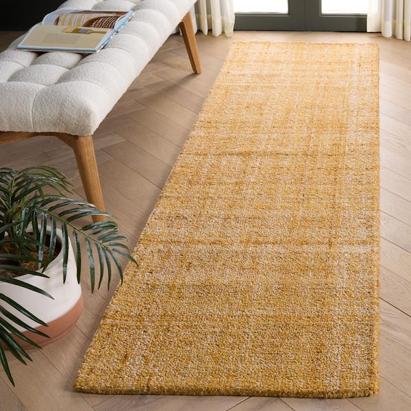 Abstract 2 ft. x 8 ft. Gold/Ivory Classic Marle Runner Rug