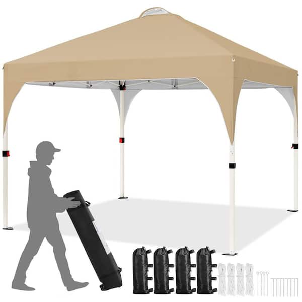 Yaheetech 10 ft. x 10 ft. Pop Up Canopy Tent Portable Instant Heavy-Duty Canopy with Roller Bag Sandbags Guy Lines Ground Stakes