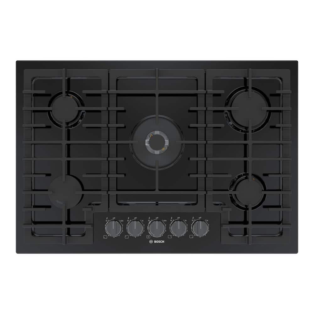800 Series 30 in. Gas Stove Cooktop in Black with Black Stainless Knobs with 5-Burners including 17,000 BTU Burner