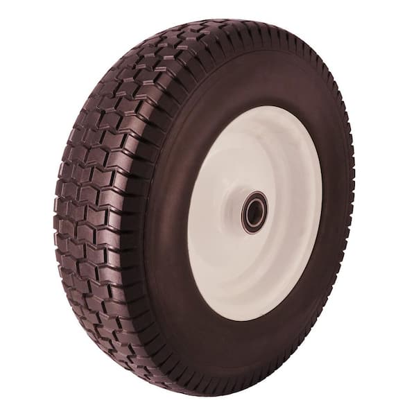 16 in. x 5.00-8 in. Flat Free Replacement Wheels with Turf Tread, 1.0 in. Bore Size