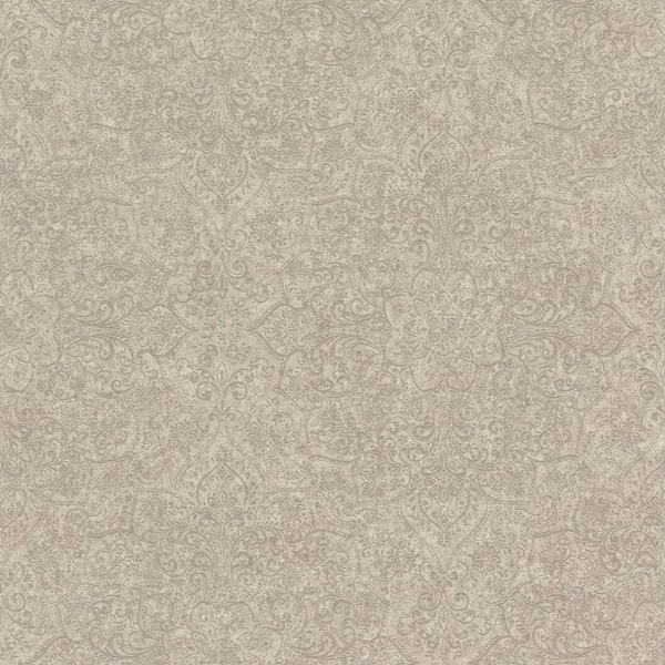 Walls Republic Large Whimsical Ornamental Wallpaper Greige Paper Strippable Roll (Covers 57 sq. ft.)