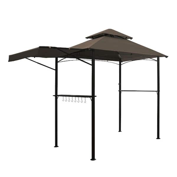 8 ft. x 5 ft. Grill Gazebo Double Tiered with Extra Shadow BBQ Waterproof Canopy Outdoor Gazebos
