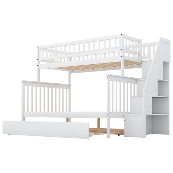 Harper Bright Designs White Twin Over, Best Bunk Beds Twin Over Full With Trundle