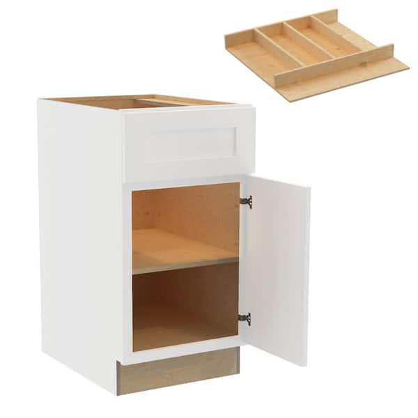 Home Decorators Collection Newport 18 in. W x 24 in. D x 34.5 in. H Assembled Plywood Base Kitchen Cabinet in Pacific White with Utility RH