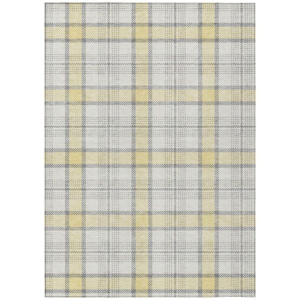 Chantille Machine Washable Indoor/Outdoor Abstract ACN1052 Yellow 5 ft. x 7 ft. 6 in. Area Rug