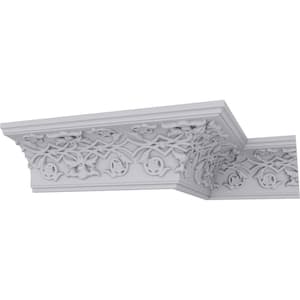 SAMPLE - 3-1/2 in. x 12 in. x 3-1/2 in. Polyurethane Rose Crown Moulding