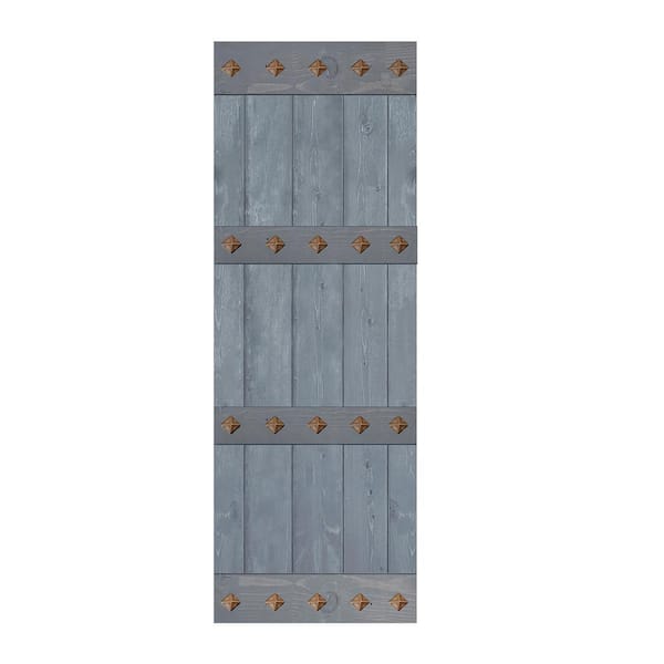ISLIFE Mid-Century Style 30 in. x 84 in. Dark Gray Solid Wood Sliding Barn Door Slab - Hardware Track NOT Included