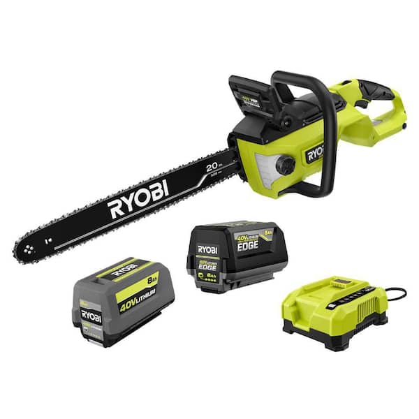 eri RYOBI 40V HP Brushless 20 in. Battery Chainsaw with 8.0 Ah