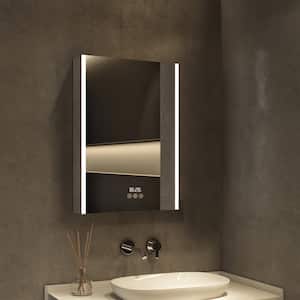 Eos 16 in. W x 24 in. H Rectangular Aluminum Recessed or Surface-Mounted LED Medicine Cabinet with Mirror, Left Hinge