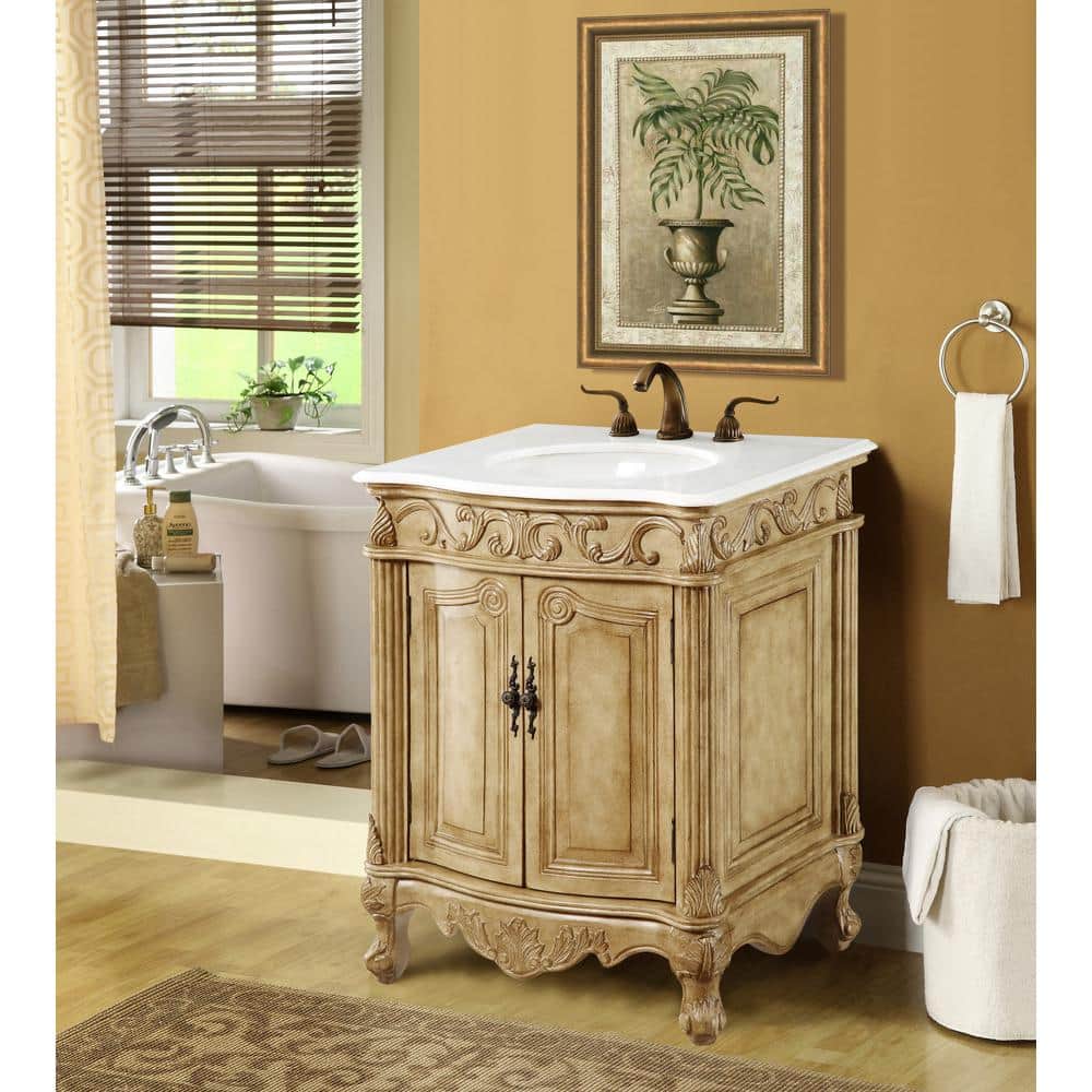 Simply Living 27 in. W x 21 in. D x 35 in. H Bath Vanity in Antique Beige w