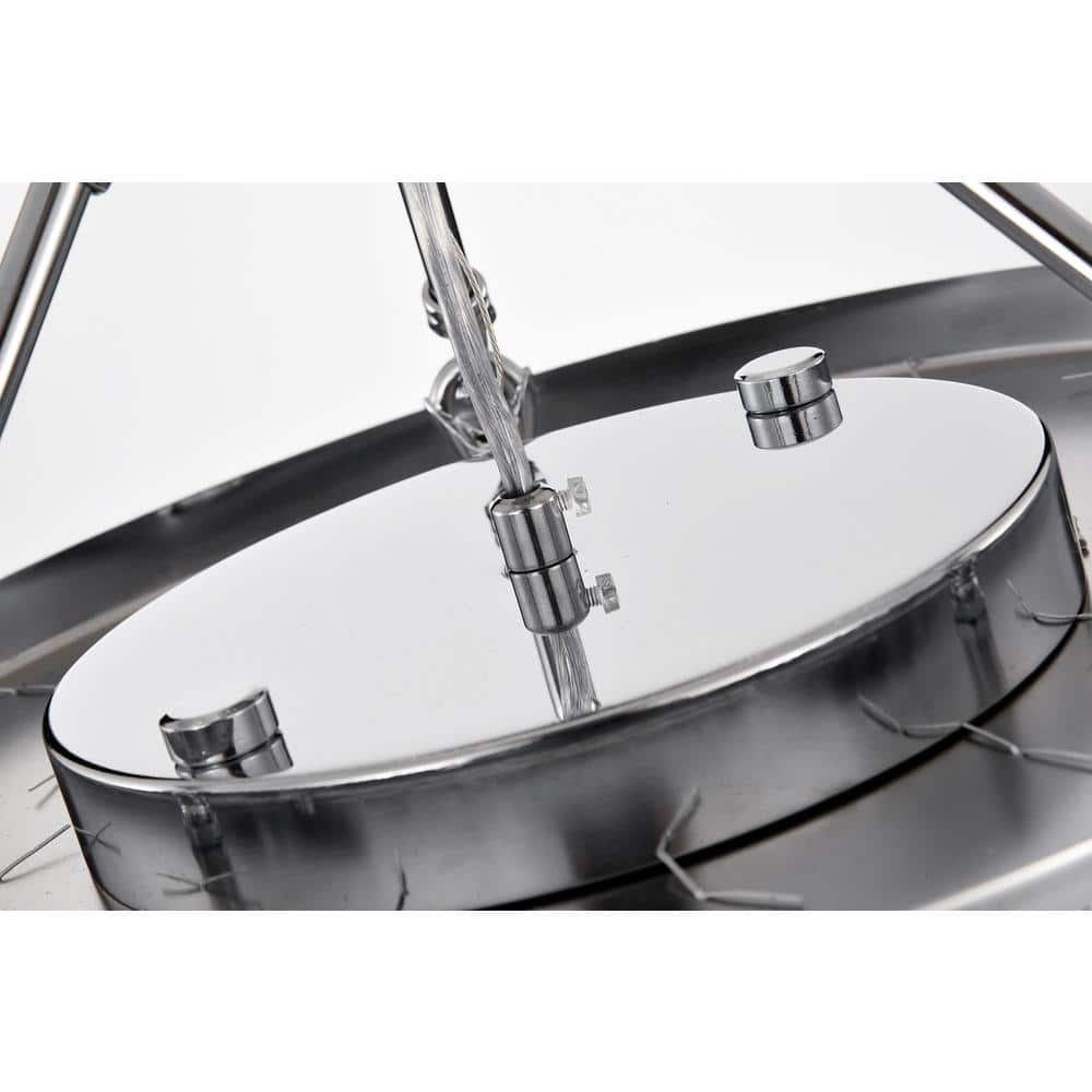 Elegant Chrome 15" Beaded Drum Crystal Semi-Flush Ceiling Light