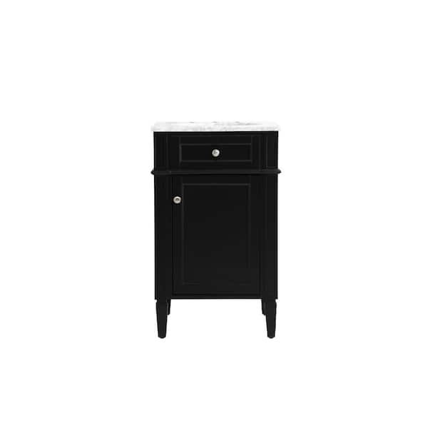 Unbranded Simply Living 21 in. W x 21.5 in. D x 35 in. H Bath Vanity in Black with Carrara White Porcelain Top