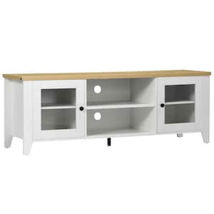 White Modern TV Stand, Entertainment Center with Shelves and Cabinets for Flatscreen TVs Up to 60 in.