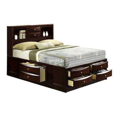 Queen Storage Bookcase Headboard Beds Bedroom Furniture The Home Depot