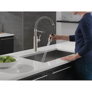 Antoni Single-Handle Pull-Down Sprayer Kitchen Faucet with Spring Spout in Spotshield Stainless