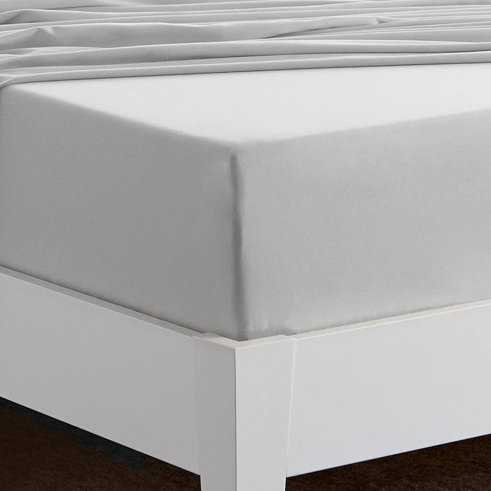Twin Light Grey Solid Polyester Microfiber Sheet Set