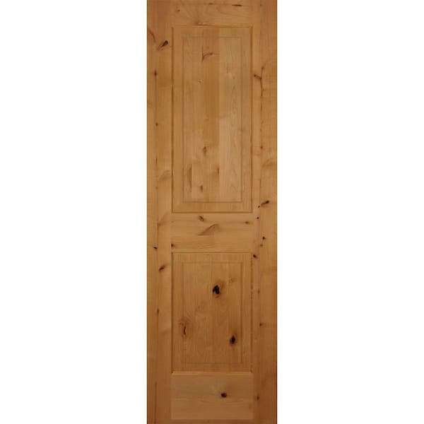 Builders Choice 24 in. x 80 in. Left-Handed 2-Panel Square Top Solid Core Knotty Alder Single Prehung Interior Door