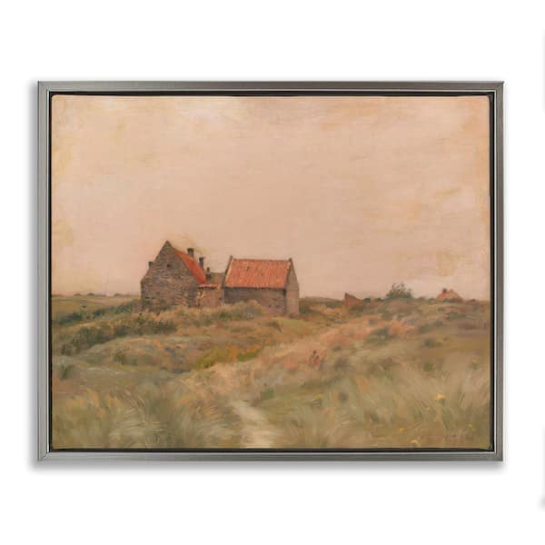 Stupell Industries Cottage on October Day by Daphne Polselli Gray Floater Frame Nature Graphic Art Print 17 in. x 21 in.