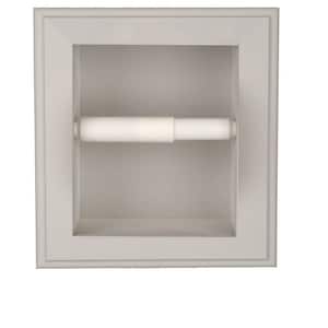 Tripoli Recessed Toilet Paper Holder Primed Gray Solid Wood with Wall Hugger Frame
