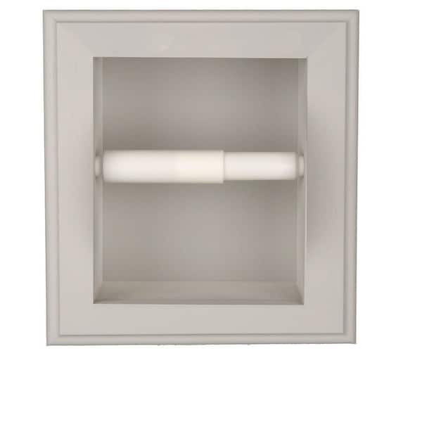 WG Wood Products Tripoli Recessed Toilet Paper Holder Primed Gray Solid Wood with Wall Hugger Frame
