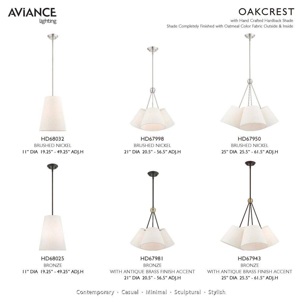 Prato Modern 4-Light Chandelier with Oatmeal Fabric Shade