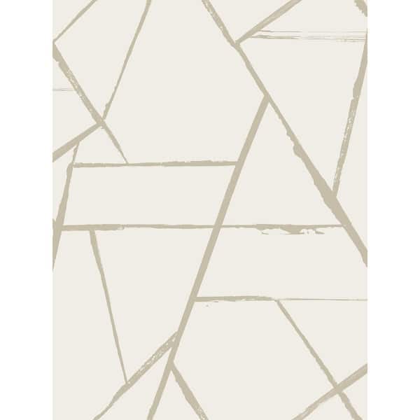 Unbranded Intersect Beige Metallic Metallic Paper Non-Pasted Wallpaper
