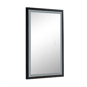 40 in. W x 24 in. H Large Rectangular Metal Framed Dimmable Wall Bathroom Vanity Mirror in Matt Black