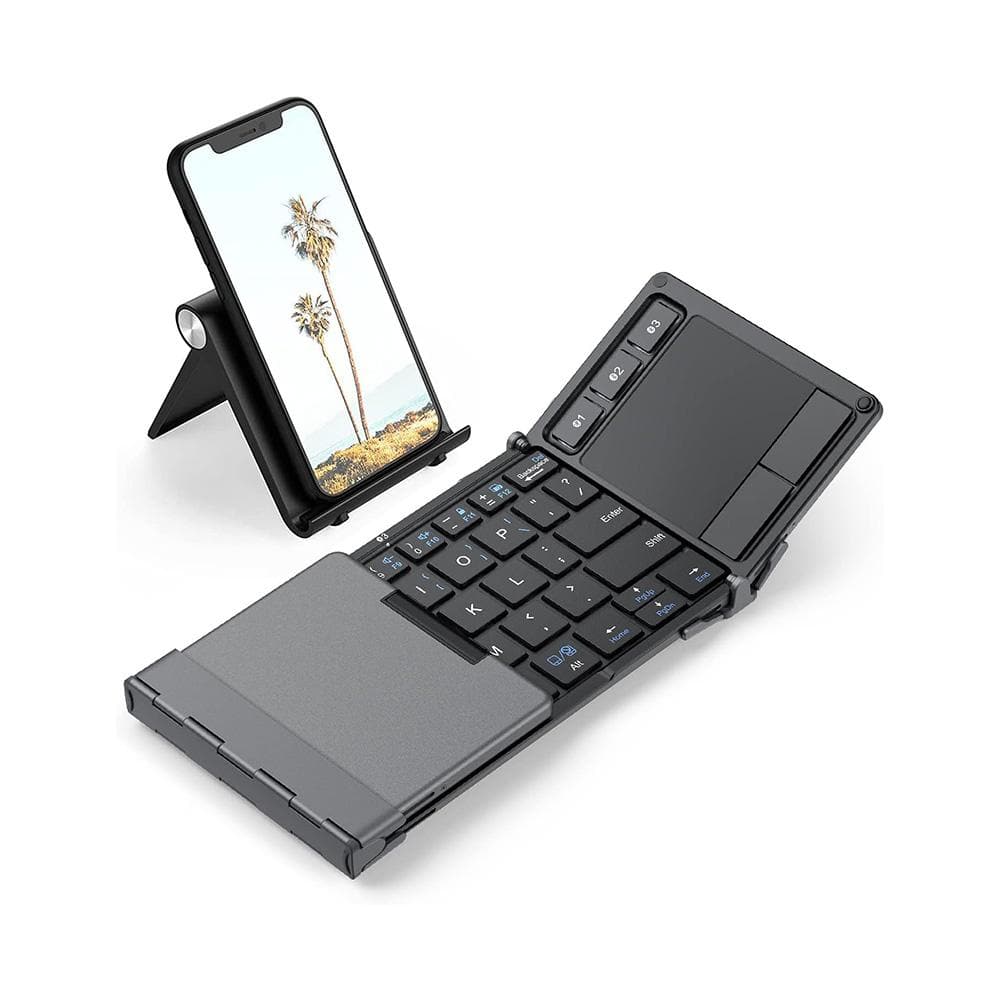 Portable Full Size Ultra Slim Wireless Bluetooth Keyboard Foldable Tri-Fold with Touchpad for Multi Devices, Dark Gray price history on PriceWatchPro