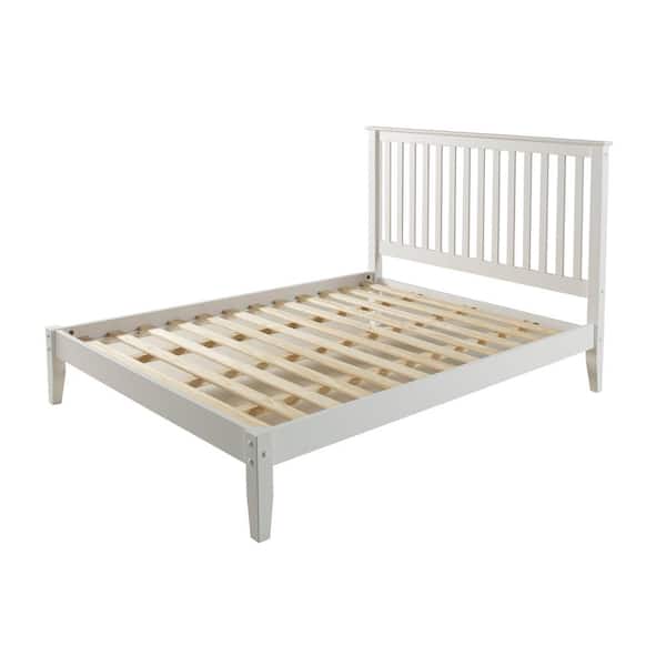Shaker Style White Full Mission Headboard Platform Bed