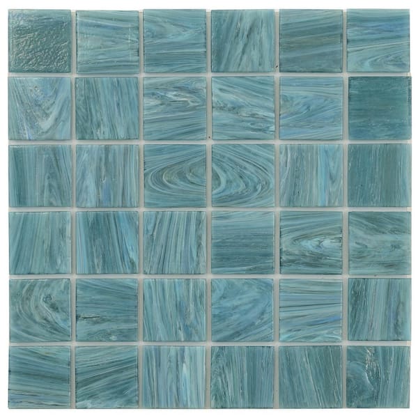Apollo Tile Celestial 12 in. x 12 in. Glossy Yale Blue Glass Mosaic Wall and Floor Tile (10 sq. ft./Case) (10-Pack)