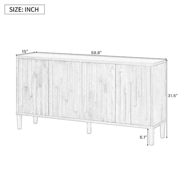 Natural Wood 59.8 in. Sideboards with Storage