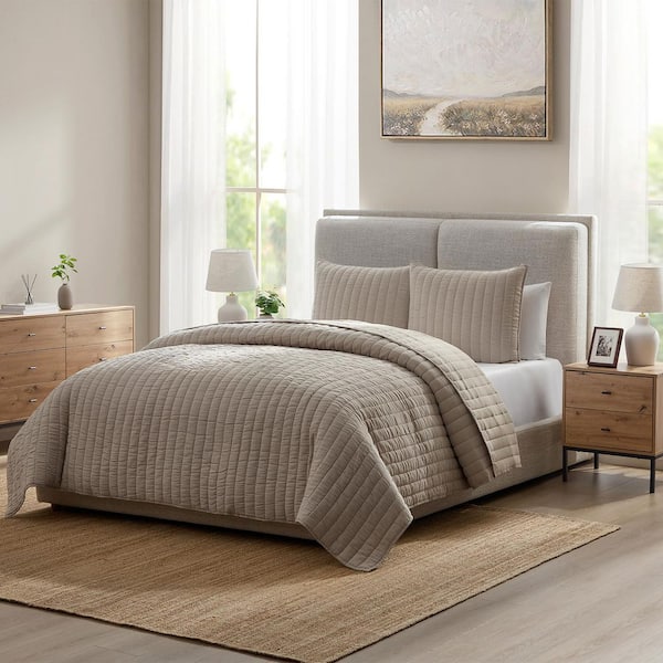 BECKI OWENS DI Stripe 3-Piece Poly Cotton Blend Gauze Quilt Set