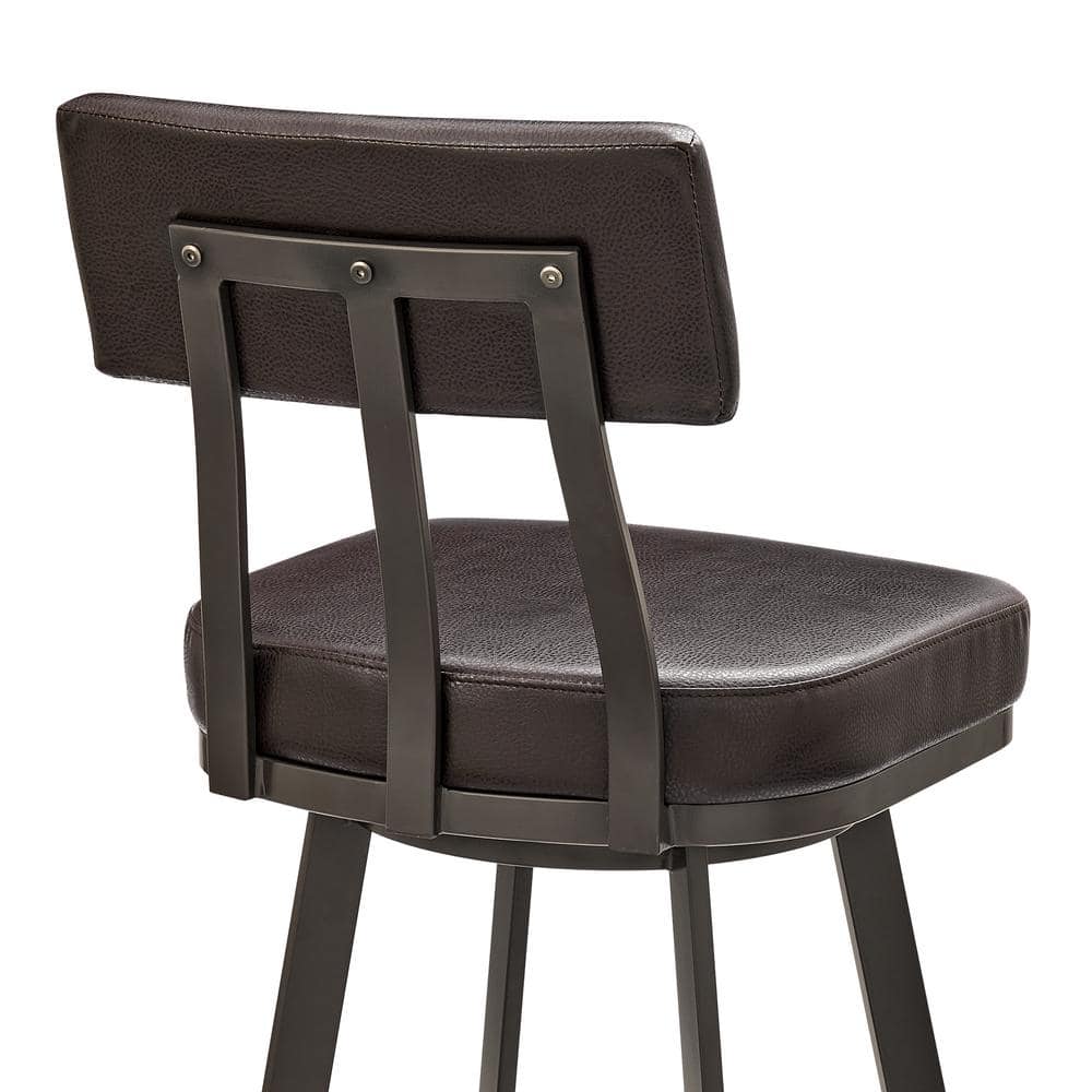 Brown Metal Swivel Adjustable Faux Leather Counter Stool