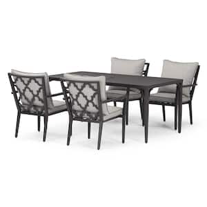Venetia 5-Piece Aluminum Outdoor Dining Set with Sunbrella Dove Gray Cushion