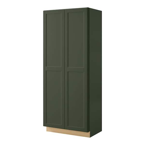 Avondale 36 in. W x 90 in. H x 24 in. D Ready To Assemble Plywood Shaker Wide Pantry Cabinet in Fern Green